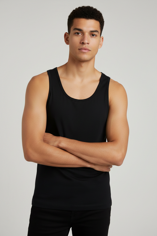 Premium Black Singlet Tank Top - Essential Cotton