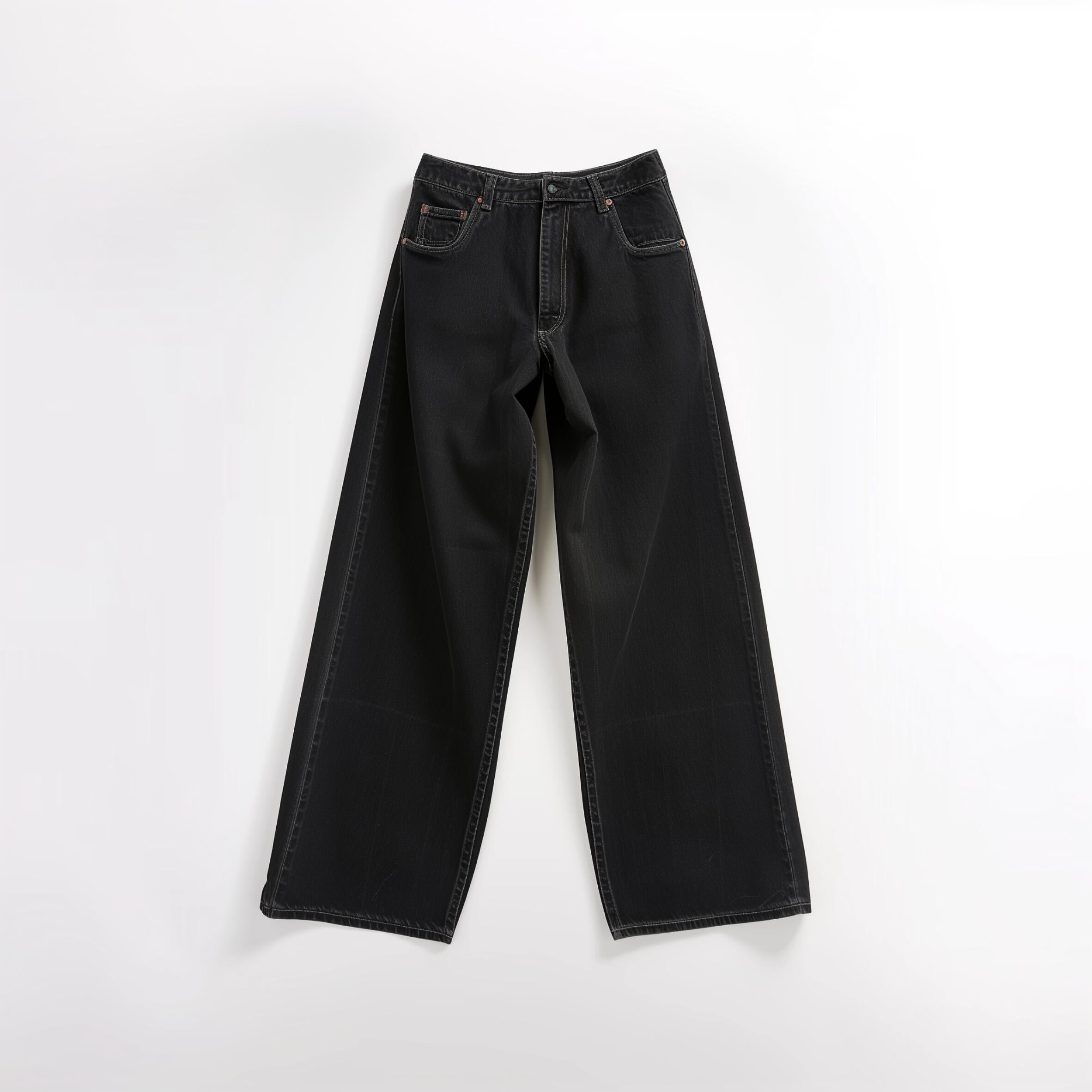 Black Wide-Leg Denim Jeans - High Waisted Relaxed Fit